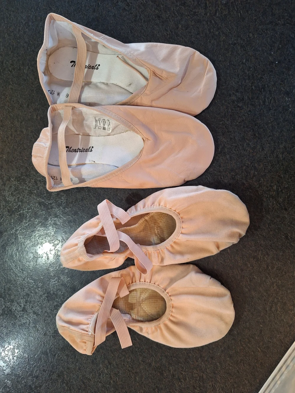 Kids Pink Ballet Slippers with Elastic Strap - Theatricals Style